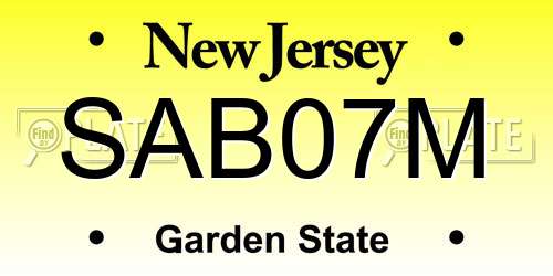 SAB07M New Jersey License Plate