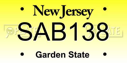 SAB138 New Jersey License Plate