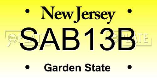 SAB13B New Jersey License Plate