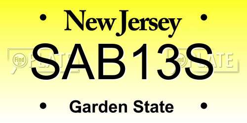 SAB13S New Jersey License Plate