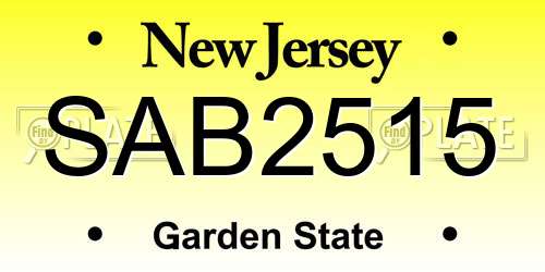 SAB2515 New Jersey License Plate