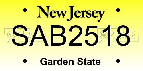 SAB2518 New Jersey License Plate