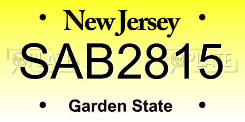 SAB2815 New Jersey License Plate