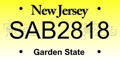 SAB2818 New Jersey License Plate