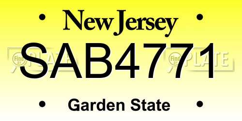 SAB4771 New Jersey License Plate