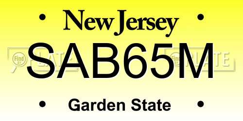 SAB65M New Jersey License Plate