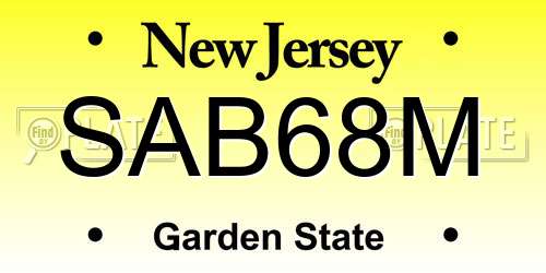 SAB68M New Jersey License Plate