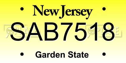 SAB7518 New Jersey License Plate