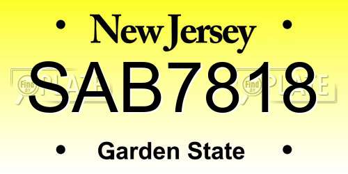 SAB7818 New Jersey License Plate