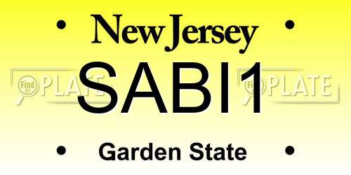 SABI1 New Jersey License Plate