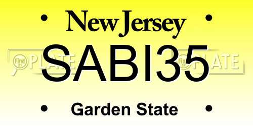 SABI35 New Jersey License Plate