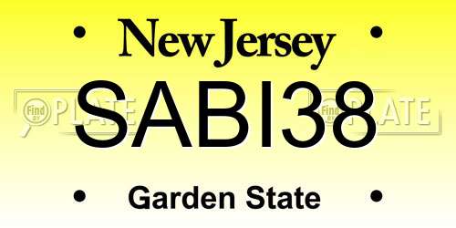 SABI38 New Jersey License Plate