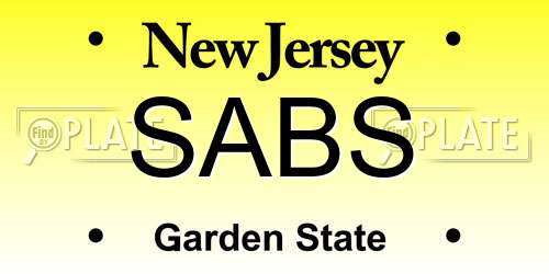 SABS New Jersey License Plate