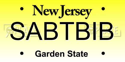 SABTBIB New Jersey License Plate