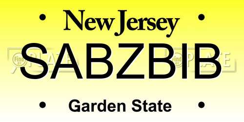 SABZBIB New Jersey License Plate