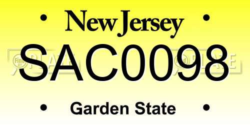 SAC0098 New Jersey License Plate