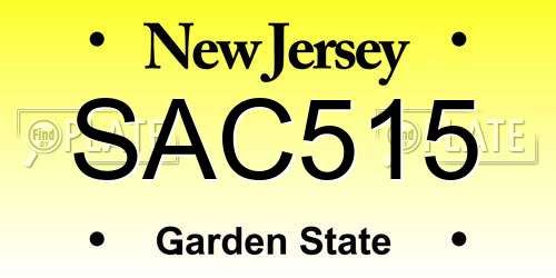 SAC515 New Jersey License Plate