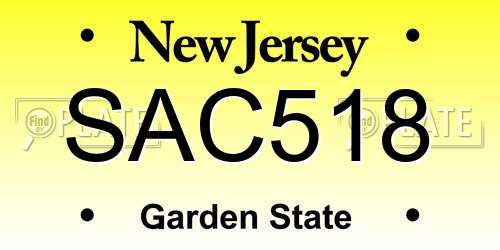 SAC518 New Jersey License Plate