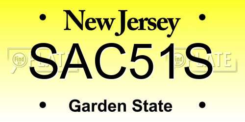 SAC51S New Jersey License Plate