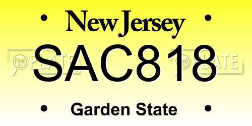 SAC818 New Jersey License Plate