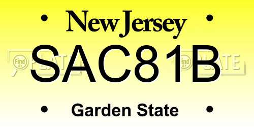 SAC81B New Jersey License Plate