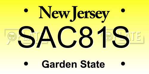 SAC81S New Jersey License Plate
