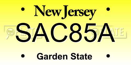 SAC85A New Jersey License Plate