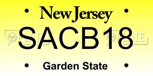 SACB18 New Jersey License Plate