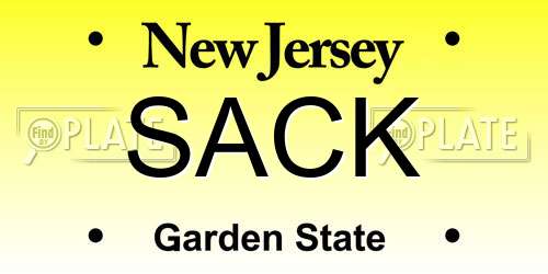 SACK New Jersey License Plate