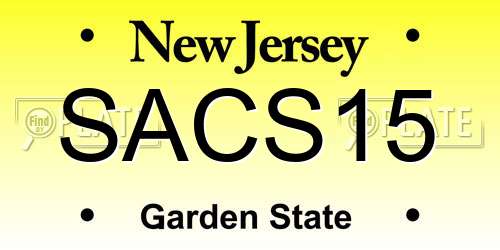 SACS15 New Jersey License Plate