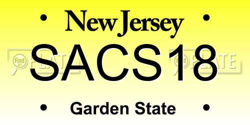 SACS18 New Jersey License Plate