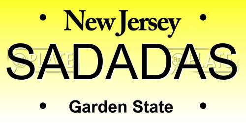 SADADAS New Jersey License Plate