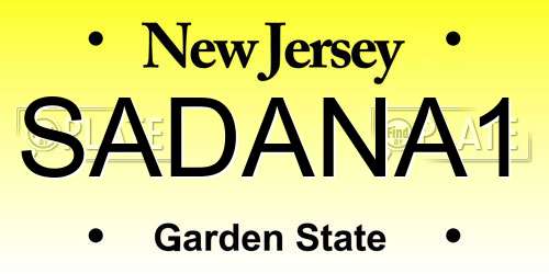 SADANA1 New Jersey License Plate