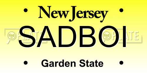 SADBOI New Jersey License Plate