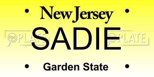 SADIE New Jersey License Plate