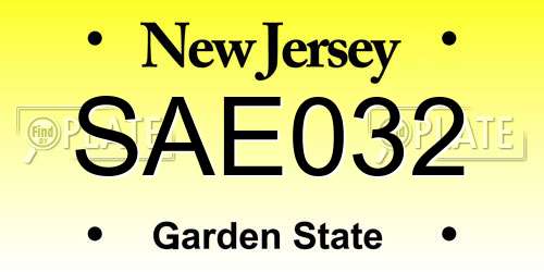 SAE032 New Jersey License Plate