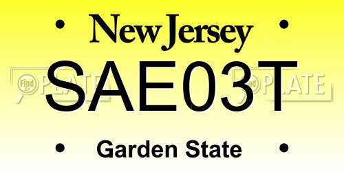 SAE03T New Jersey License Plate