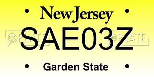 SAE03Z New Jersey License Plate