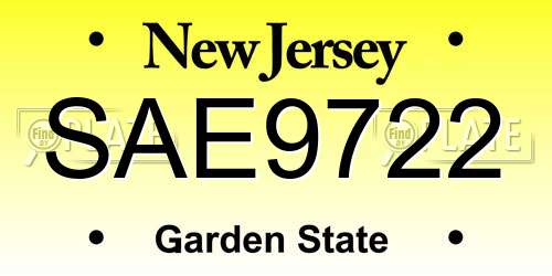 SAE9722 New Jersey License Plate