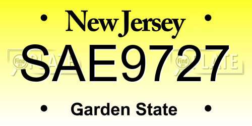 SAE9727 New Jersey License Plate