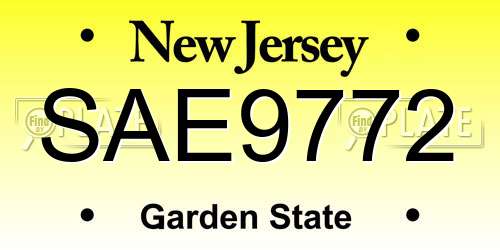SAE9772 New Jersey License Plate