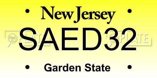 SAED32 New Jersey License Plate