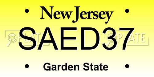 SAED37 New Jersey License Plate