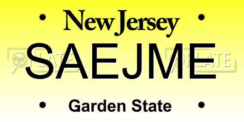 SAEJME New Jersey License Plate