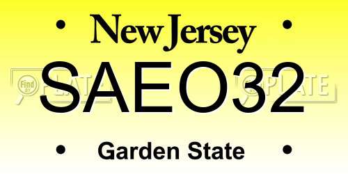 SAEO32 New Jersey License Plate
