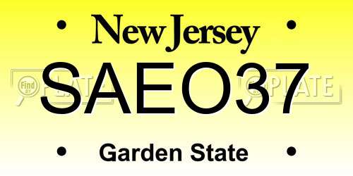 SAEO37 New Jersey License Plate