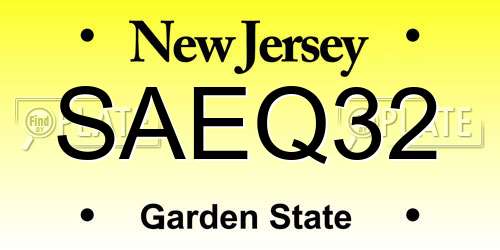 SAEQ32 New Jersey License Plate