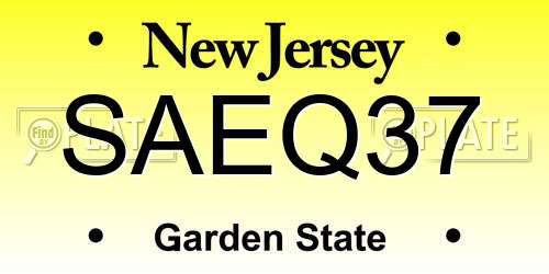 SAEQ37 New Jersey License Plate