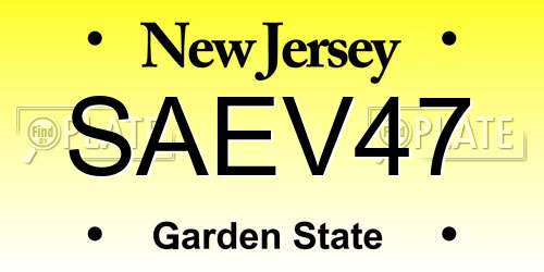 SAEV47 New Jersey License Plate
