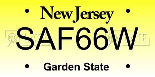 SAF66W New Jersey License Plate